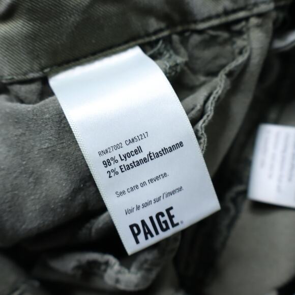 PAIGE Carly Wide Leg Jeans High Rise Washed Light Olive 4 Pocket Women's 27 - Picture 10 of 12